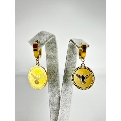 Gold Kuş Detaylı Küpe